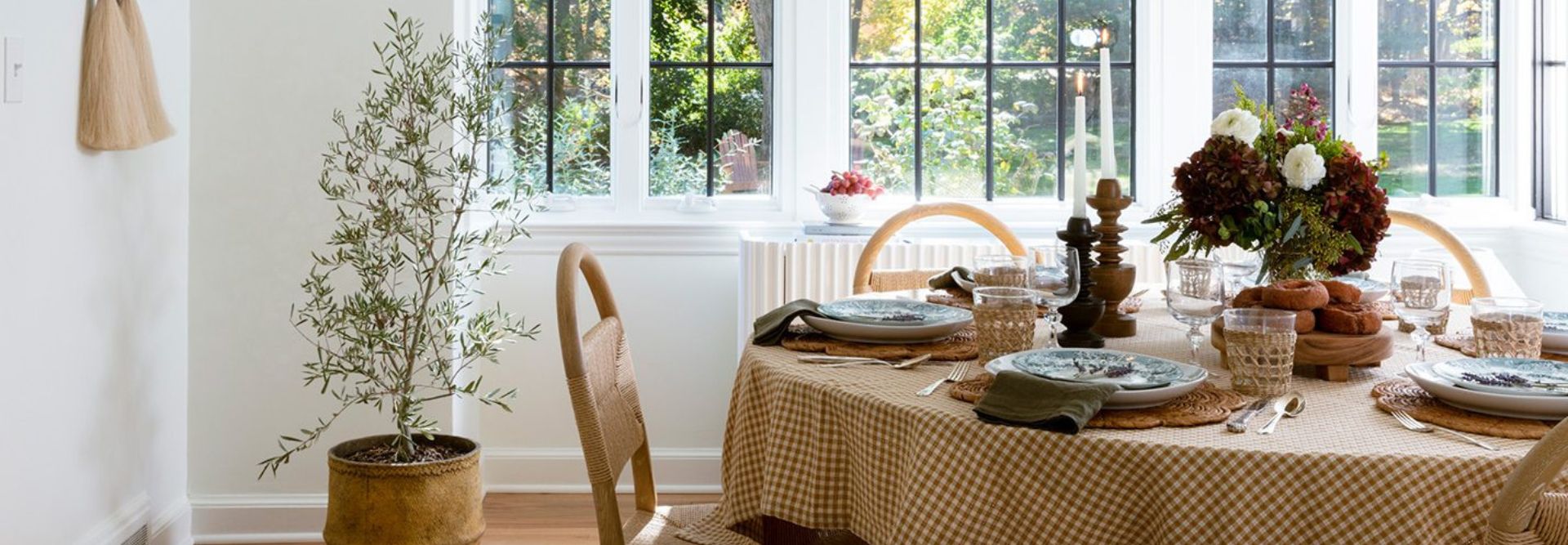 Outdoor dining table set for an event with table details
